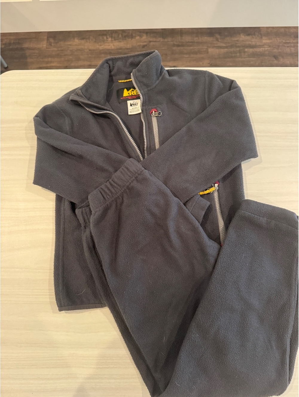 REI Kids Outdoor Set - Zip Fleece Jacket and Pants Gray Fleece Jacket